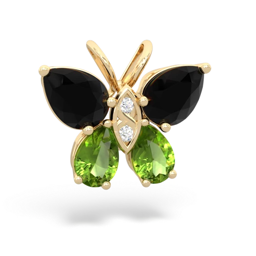 onyx-peridot butterfly pendant