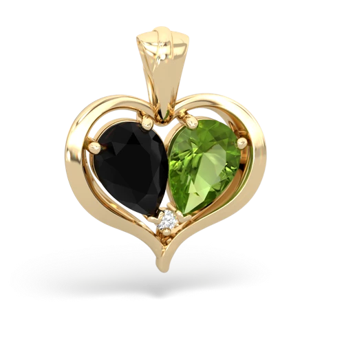 onyx-peridot half heart whole pendant