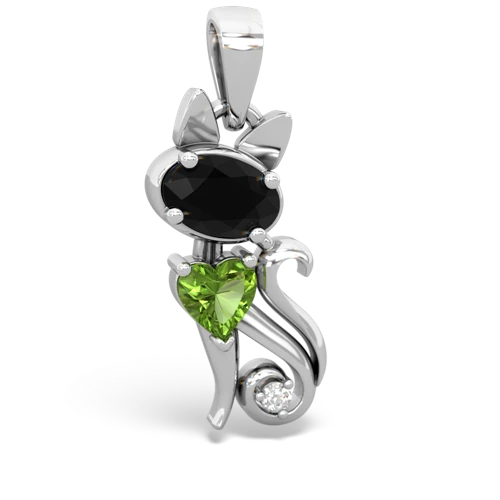 onyx-peridot kitten pendant