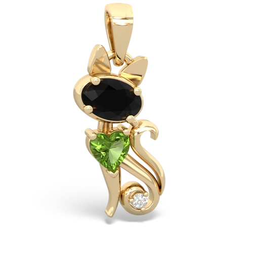 onyx-peridot kitten pendant