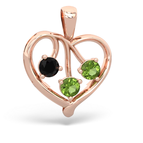 Black Onyx Genuine Black Onyx with Genuine Peridot and  Glowing Heart pendant Pendant