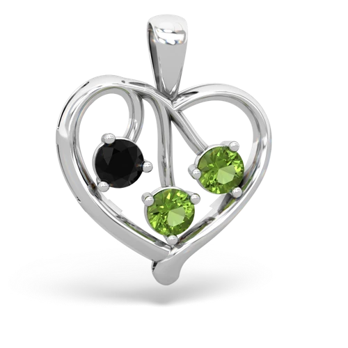 Black Onyx Genuine Black Onyx with Genuine Peridot and Lab Created Sapphire Glowing Heart pendant Pendant