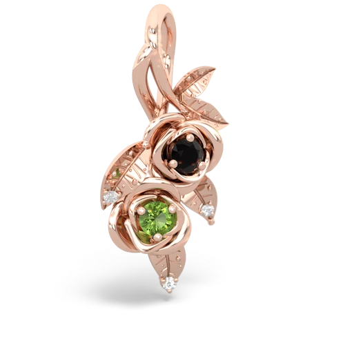 onyx-peridot rose vine pendant