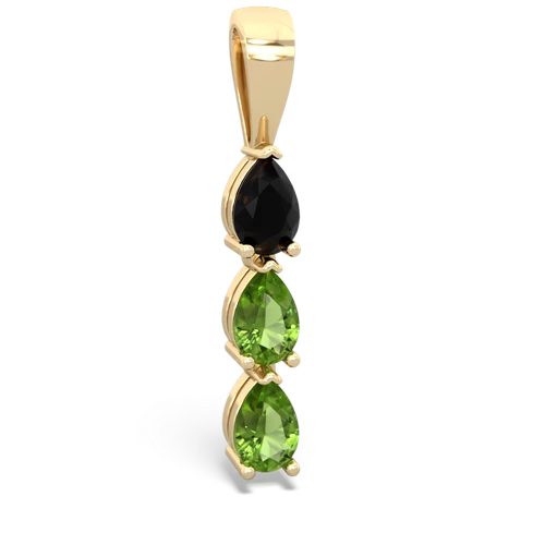 Black Onyx Genuine Black Onyx with Genuine Peridot and Lab Created Sapphire Three Stone pendant Pendant