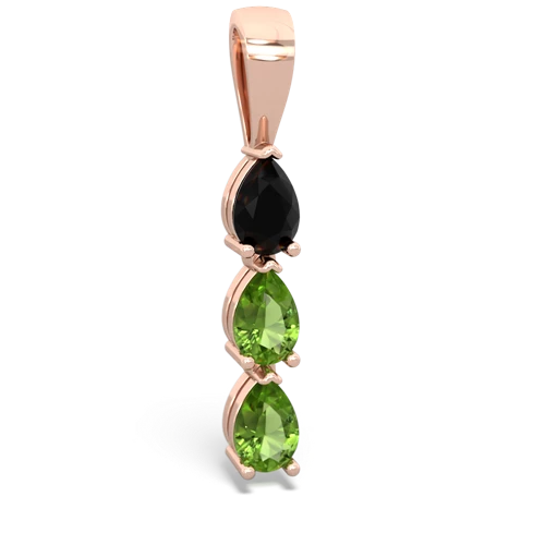 onyx-peridot three stone pendant