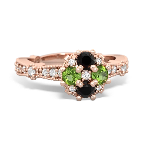 onyx-peridot art deco engagement ring