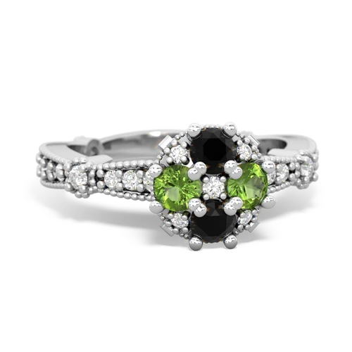 onyx-peridot art deco engagement ring