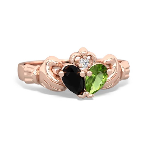 Black Onyx Genuine Black Onyx with Genuine Peridot Claddagh ring Ring