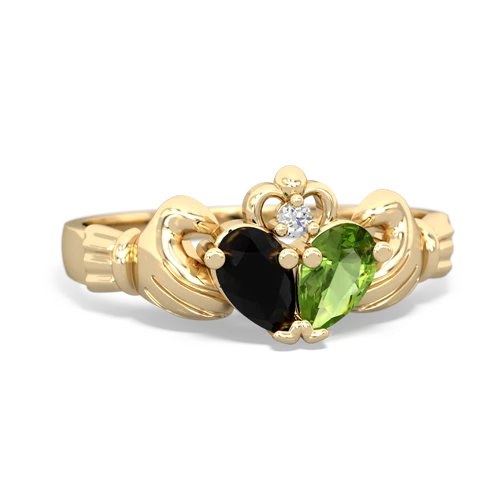 onyx-peridot claddagh ring