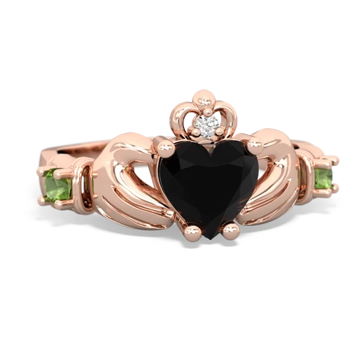 Black Onyx Genuine Black Onyx with Genuine Peridot and  Claddagh ring Ring