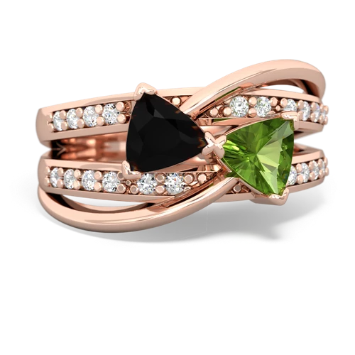 Black Onyx Genuine Black Onyx with Genuine Peridot Bowtie ring Ring