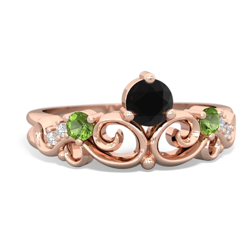 Black Onyx Genuine Black Onyx with Genuine Peridot and Lab Created Sapphire Crown Keepsake ring Ring