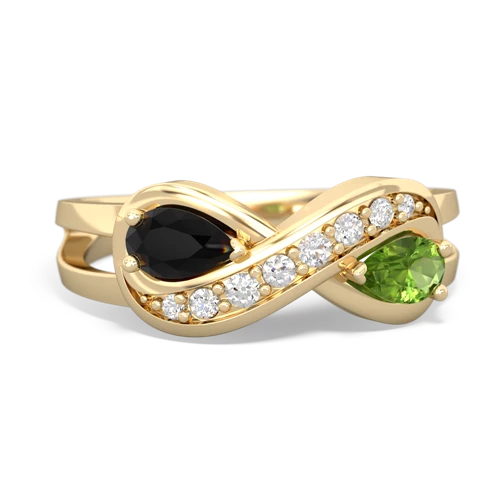 onyx-peridot diamond infinity ring