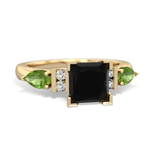 Black Onyx Genuine Black Onyx with Genuine Peridot and Genuine Black Onyx Engagement ring Ring