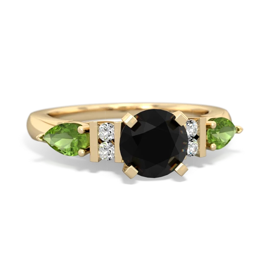 Black Onyx Genuine Black Onyx with Genuine Peridot and Lab Created Alexandrite Engagement ring Ring