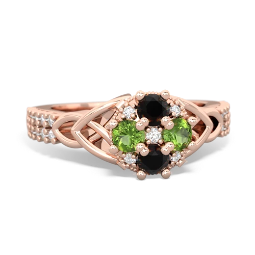 Black Onyx Genuine Black Onyx with Genuine Peridot Celtic Knot Engagement ring Ring