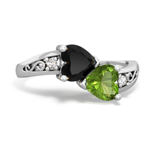 onyx-peridot filligree ring