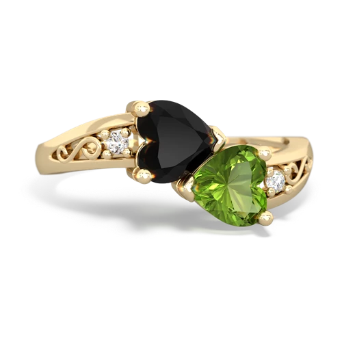 onyx-peridot filligree ring