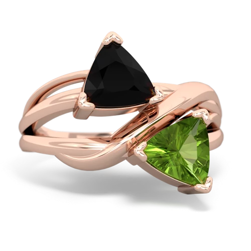 Black Onyx Genuine Black Onyx with Genuine Peridot Split Band Swirl ring Ring
