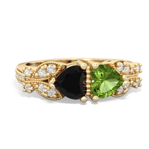 onyx-peridot keepsake butterfly ring