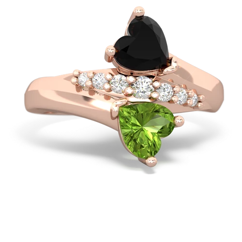 onyx-peridot modern ring