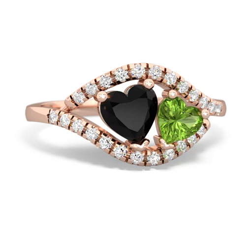 Black Onyx Genuine Black Onyx with Genuine Peridot Mother and Child ring Ring