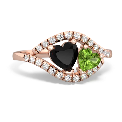 onyx-peridot mother child ring