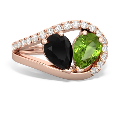 Black Onyx Genuine Black Onyx with Genuine Peridot Nestled Heart Keepsake ring Ring