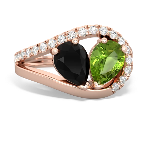 onyx-peridot pave heart ring