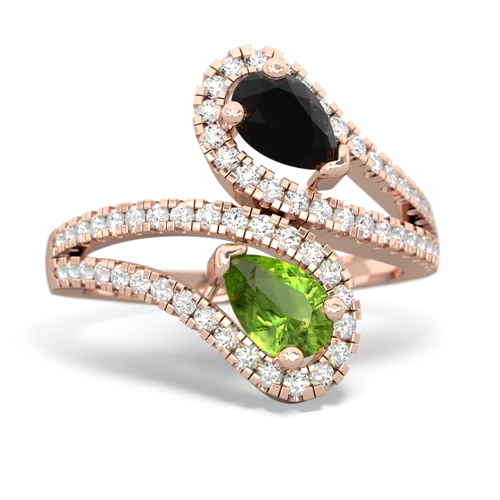 Black Onyx Genuine Black Onyx with Genuine Peridot Diamond Dazzler ring Ring