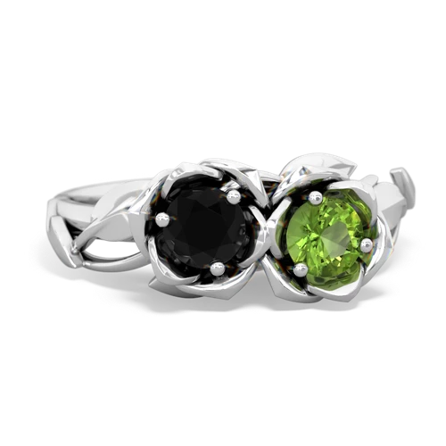 onyx-peridot roses ring