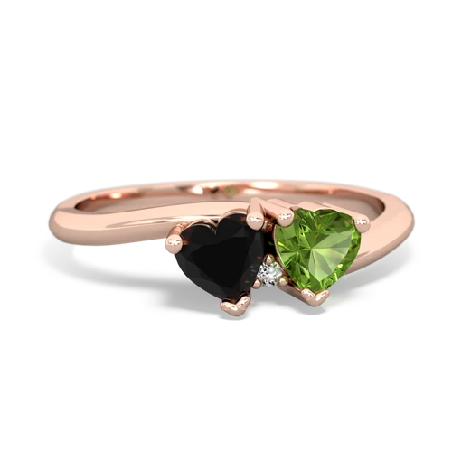 Black Onyx Genuine Black Onyx with Genuine Peridot Sweetheart's Promise ring Ring