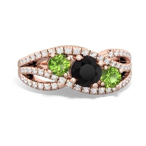 onyx-peridot three stone pave ring