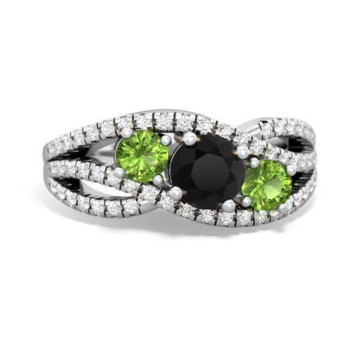 onyx-peridot three stone pave ring