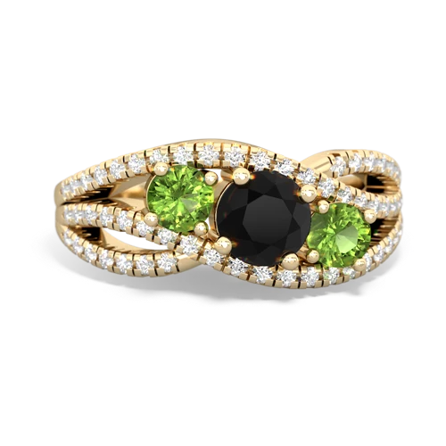 onyx-peridot three stone pave ring