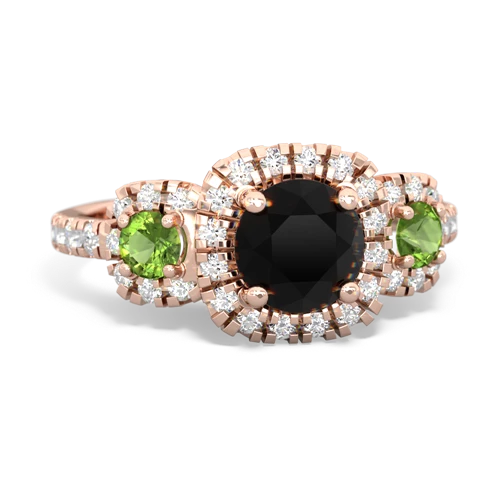 Black Onyx Genuine Black Onyx with Genuine Peridot and Lab Created Emerald Regal Halo ring Ring