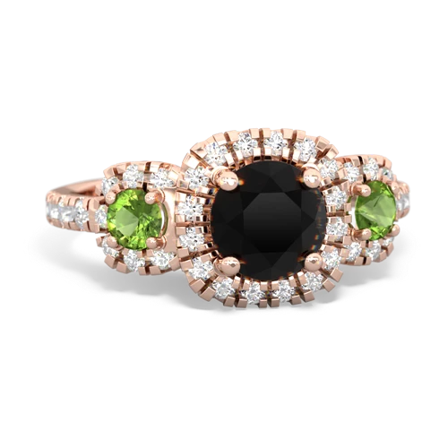 onyx-peridot three stone regal ring