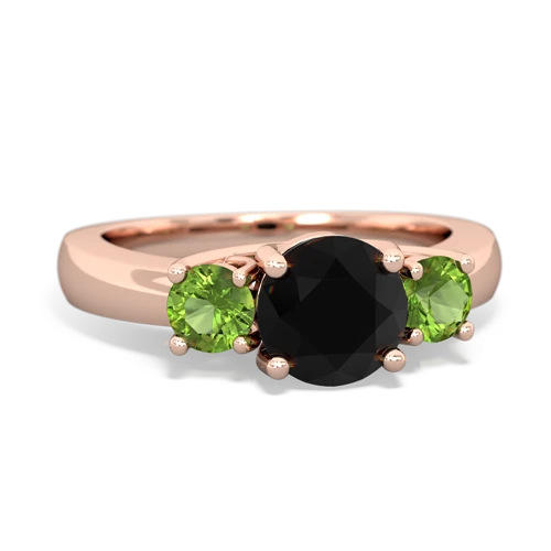 Black Onyx Genuine Black Onyx with Genuine Peridot and  Three Stone Trellis ring Ring