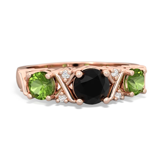 Black Onyx Genuine Black Onyx with Genuine Peridot and  Hugs and Kisses ring Ring