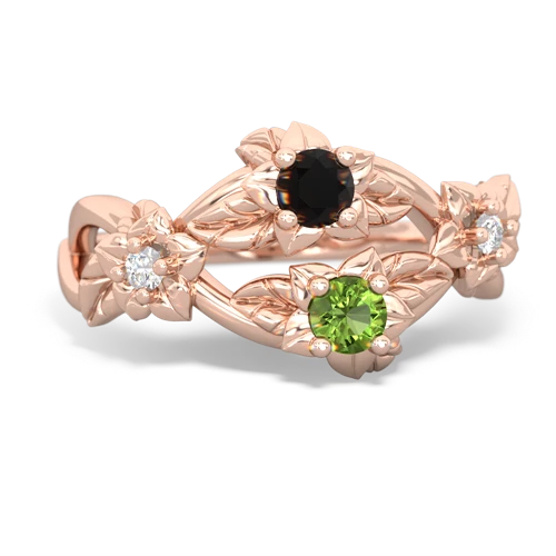 Black Onyx Genuine Black Onyx with Genuine Peridot Sparkling Bouquet ring Ring