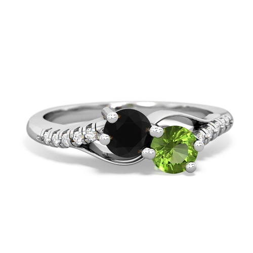 onyx-peridot two stone infinity ring