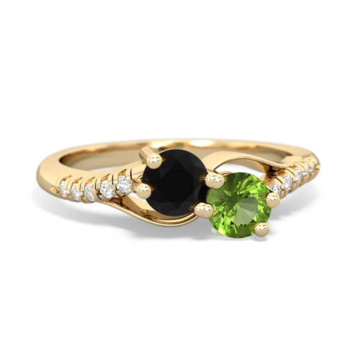 onyx-peridot two stone infinity ring