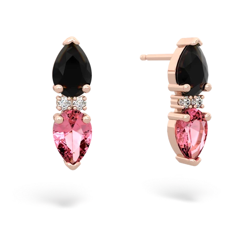 onyx-pink sapphire bowtie earrings