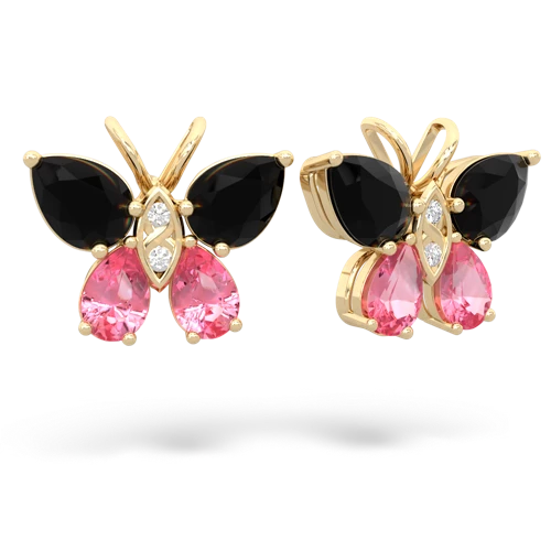 onyx-pink sapphire butterfly earrings