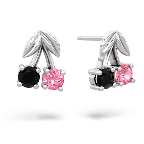 onyx-pink sapphire cherries earrings