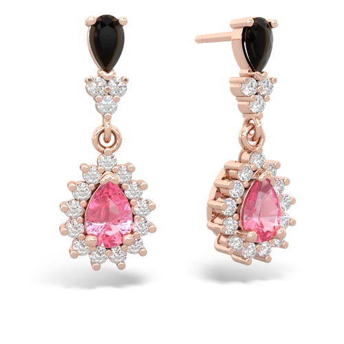 onyx-pink sapphire dangle earrings