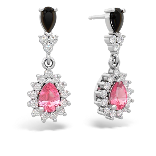 onyx-pink sapphire dangle earrings