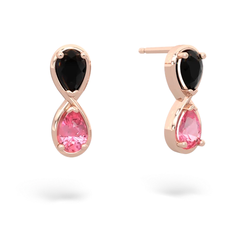onyx-pink sapphire infinity earrings