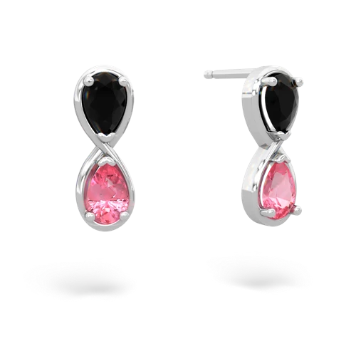 onyx-pink sapphire infinity earrings