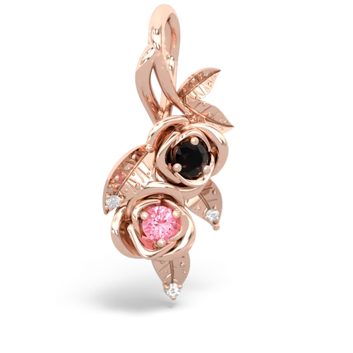 onyx-pink sapphire rose vine pendant